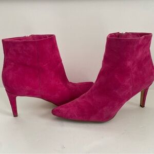 Sam Edelman Karen Leather Suede High Heeled Booties Pink Fuschia Barbiecore 9.5
